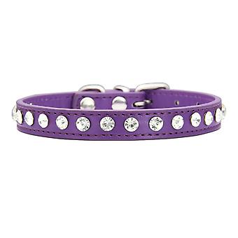 Veeki Rhinestone Dog Collar Leather Pet Collar Dog Small Medium Large Puppy Upholstered, 1.3cm/0.5 inches wide. XS
