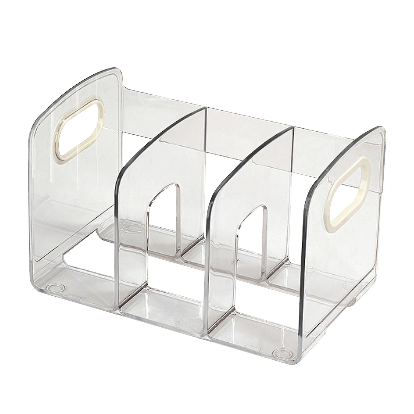 Acrylic Book Organizer Desktop Book Rack File Holder with 3 Compartments Transparent Tabletop Organizer for Study Office 28x14x15cm