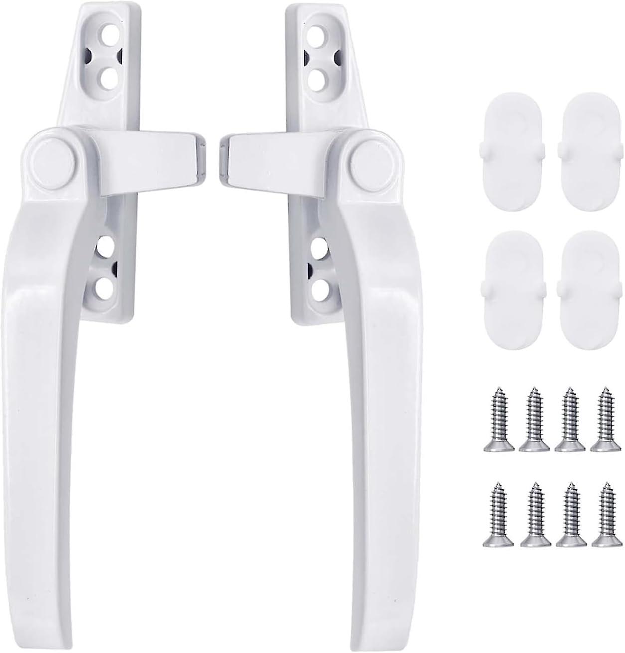 2 Pack Double Glazed Window Handle, Right/Left Window Replacement Kit, Suitable for Sliding Windows and Doors (White)