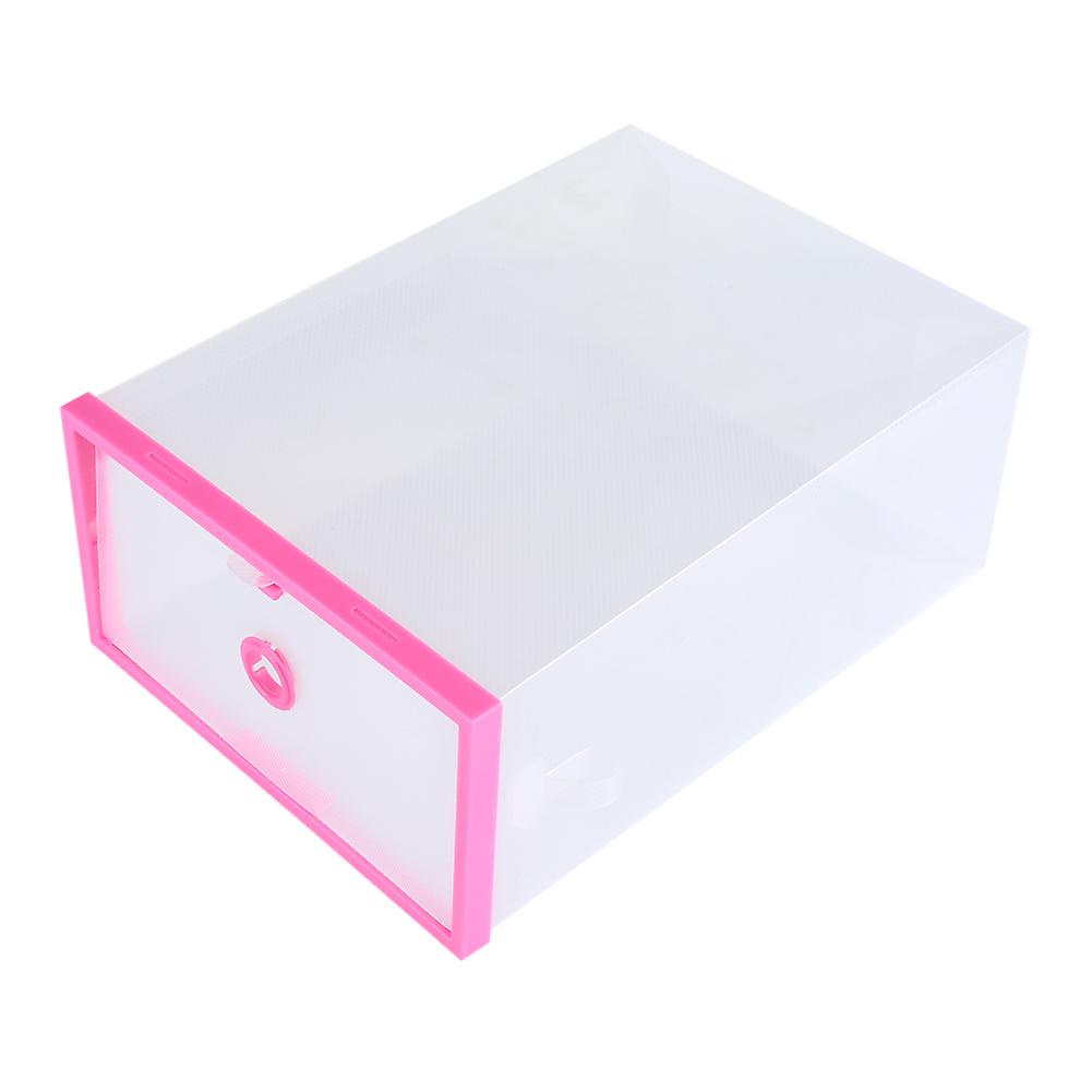 Transparent Foldable Plastic Drawer Shoe Case Storage Stackable Box Organizer Rose Red