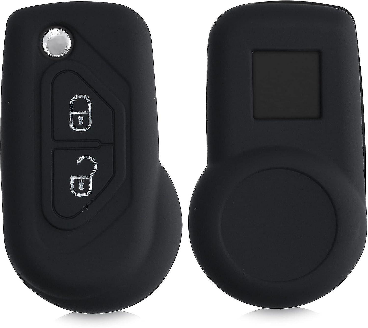 Black Car Key Accessory Compatible with Citroen DS3 C3 2-Button - Soft Silicone Car Key Case