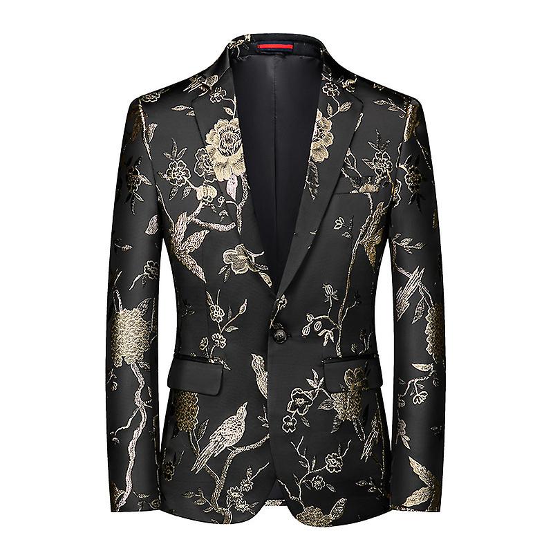 Mens Embroidery Tux Dress Suit Jacket Formal Print Prom Blazer