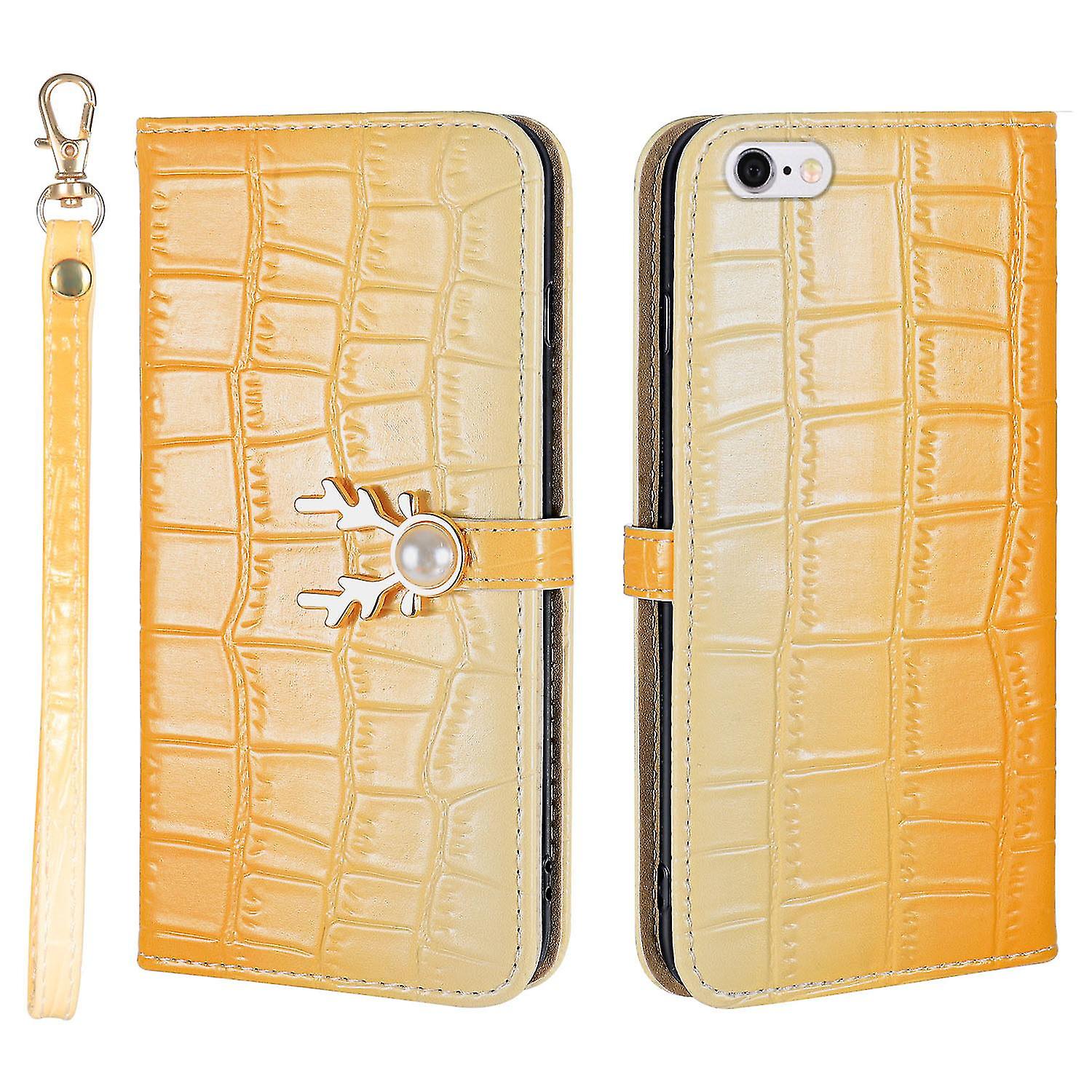  Elk Pattern Phone Case For Iphone 6 Plus 6s Plus With Card Holder, Lanyard, Pu Leather Material, Wallet Function, Corner Fall Protection