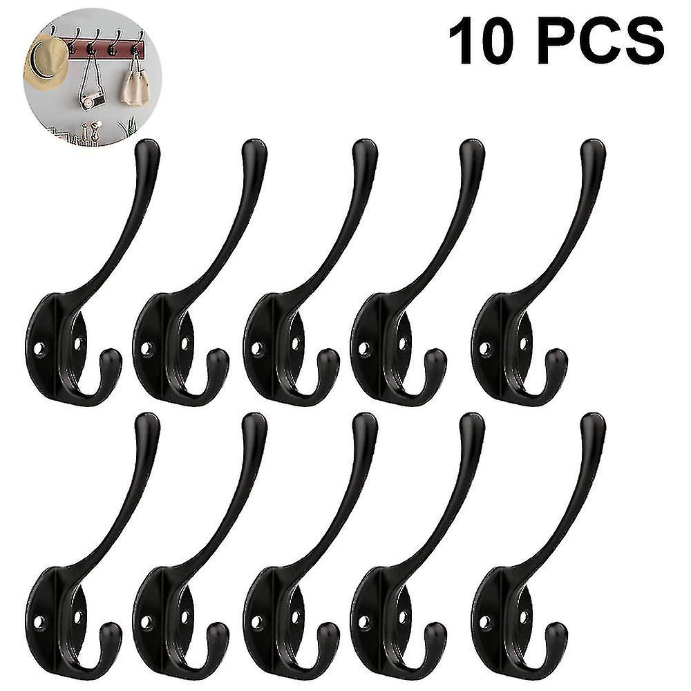 10 Pack Rustic Coat Hooks Wall Mounted Heavy Duty Double Hooks Retro