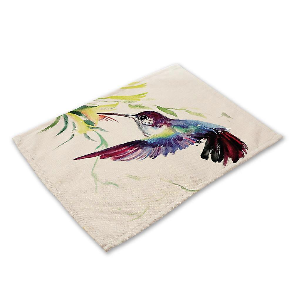 Colorful Bird Print Anti-Slip Heat-insulation Placement Bowl Plate Fork Table Mat(MA0027-4)
