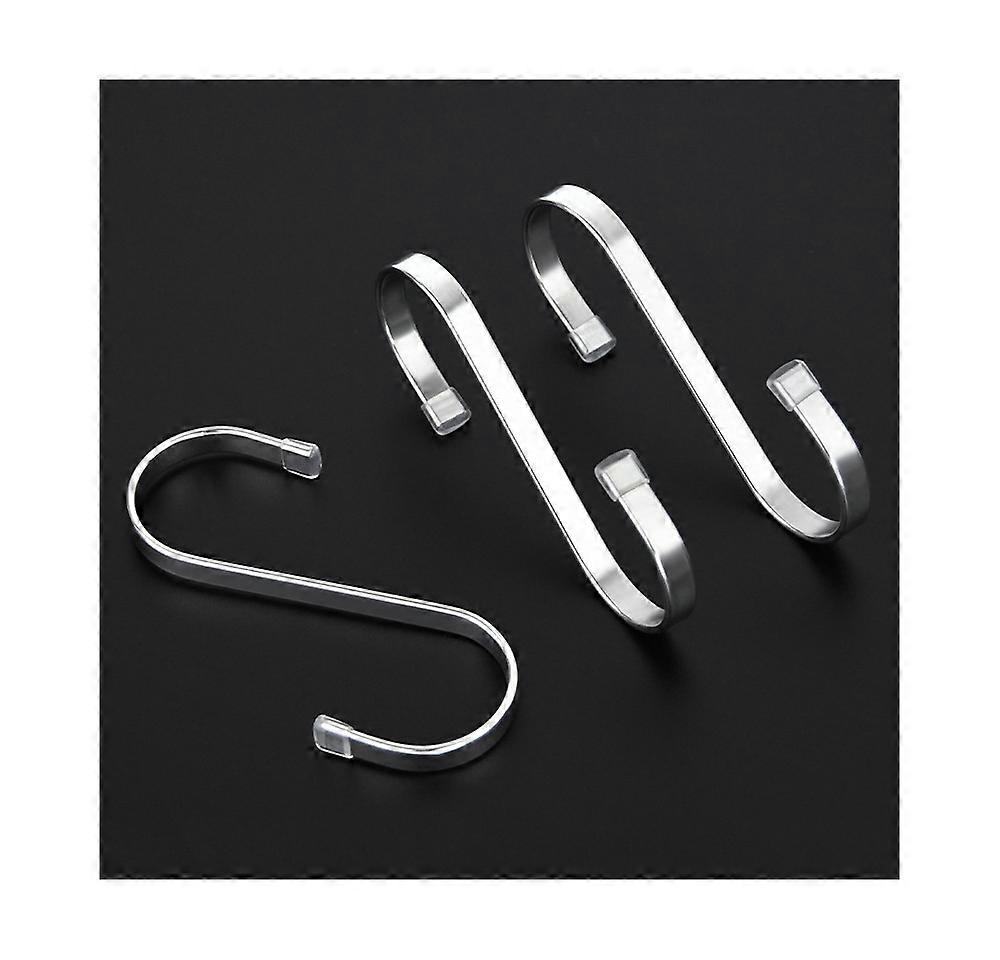 10 S-Shaped Stainless Steel Flat Hooks 7.5cm