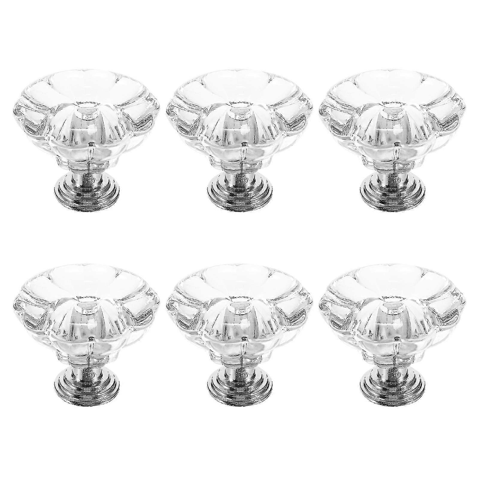 6 Pcs Round Vanity Tray Cabinet Round Knobs Diamond Drawer Knobs Glass Drawer Pulls Closet Knobs