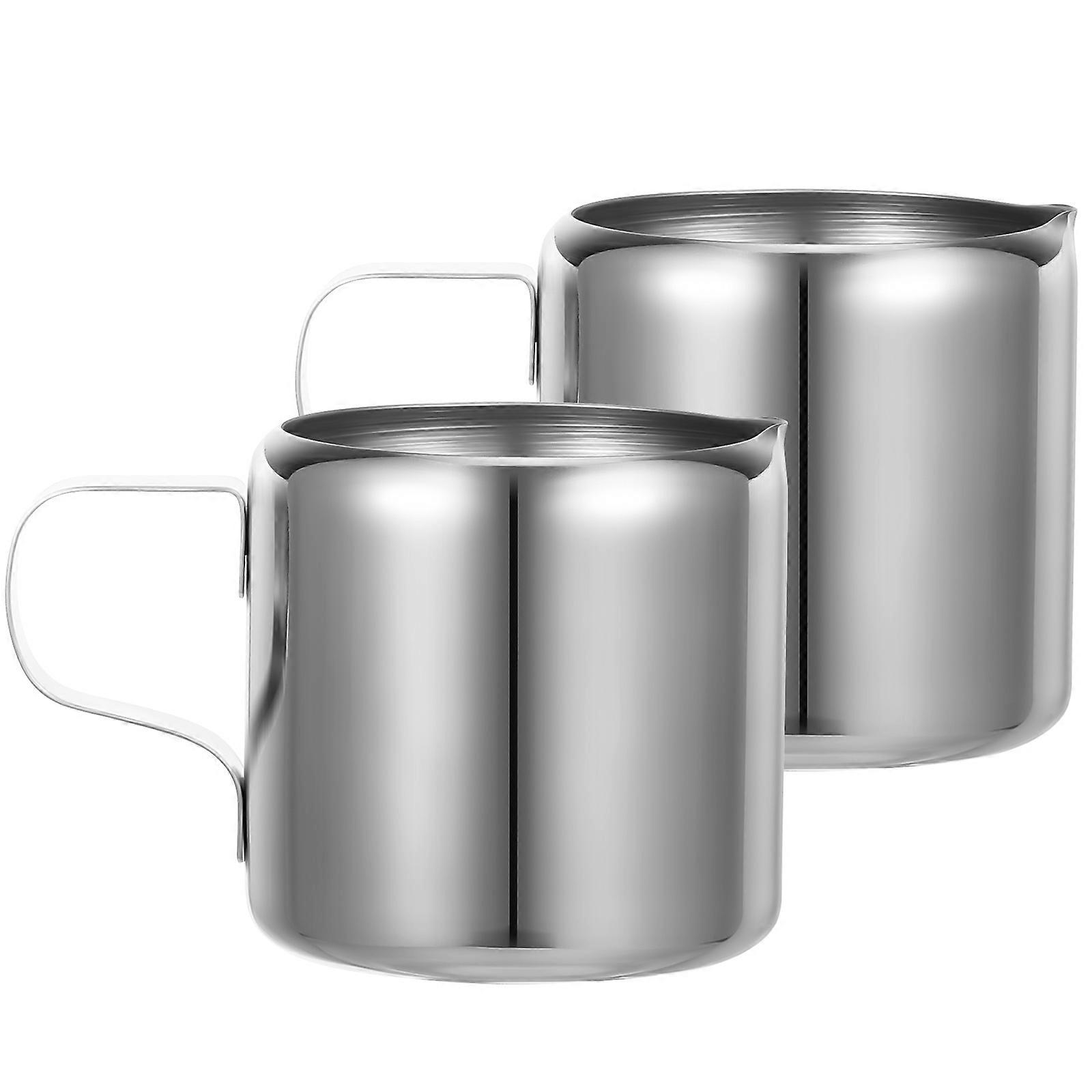2Pcs Stainless Steel Coffee Frothing Cups Milk Pitchers Sauce Cups (About 60ML)