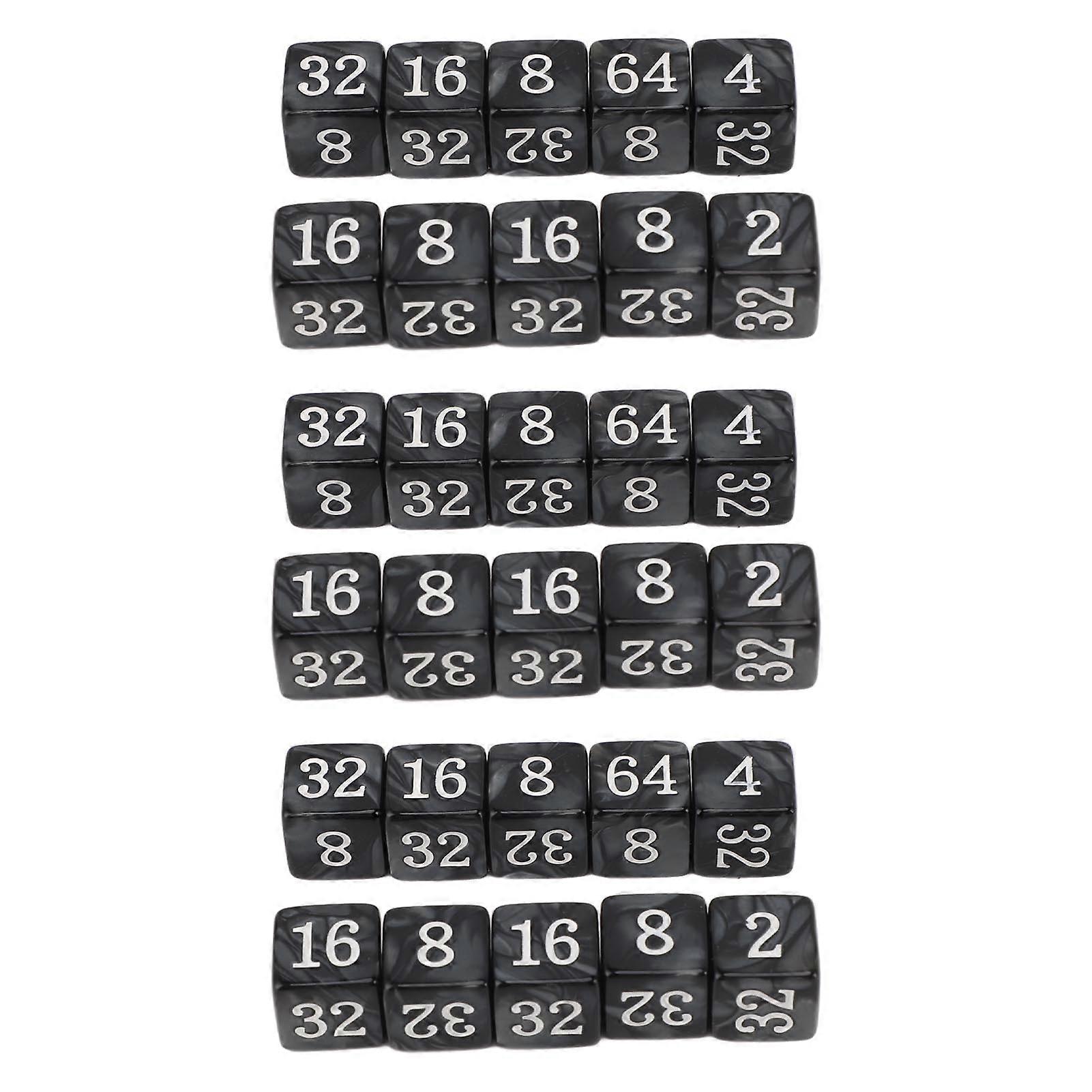 30pcs Number Dice Six Sided Multiples Of 2 Number Plastic Light Weight Portable Dice Cubes For Teaching Board Games
