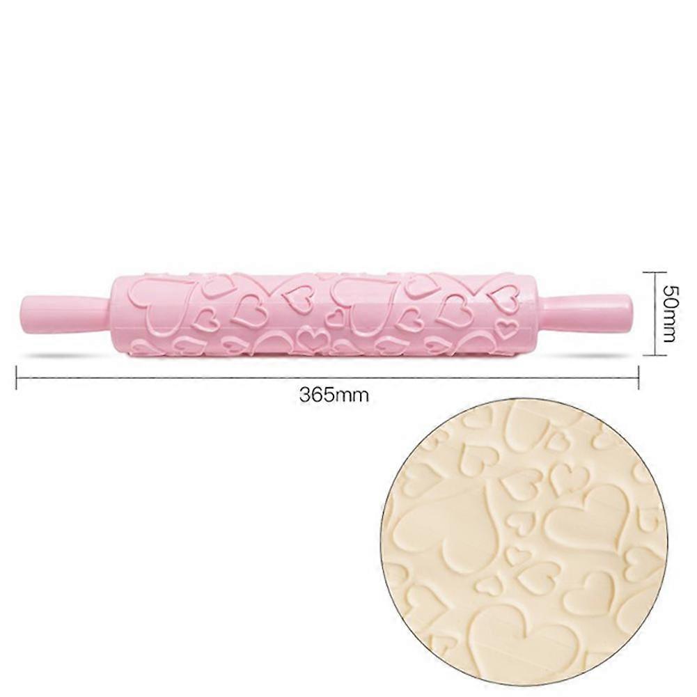 Plastic Non Stick Fondant Rolling Pin Tool Portable Embossed Rolling Pin Fondant Pastry Cake Decorating Tool