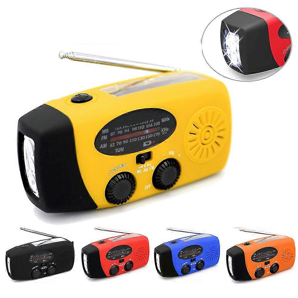 Upgraded Version Emergency Hand Crank Self Powered Am/Fm Noaa Solar Weather Radio With Led Flashlight, Emergency Power Bank For Iphone/Smartphone