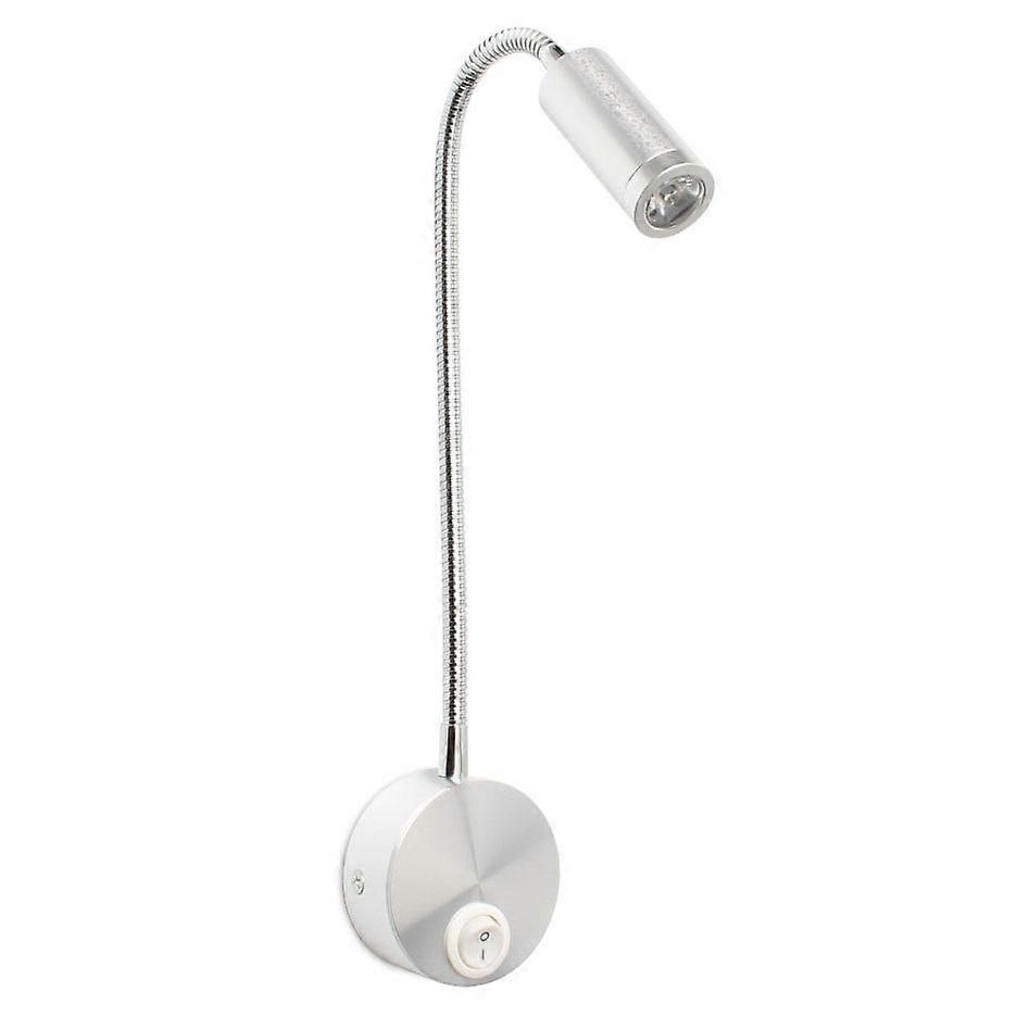 Reading Working Light Switch Headboard Wall with Flexible Gooseneck(silver,3W)