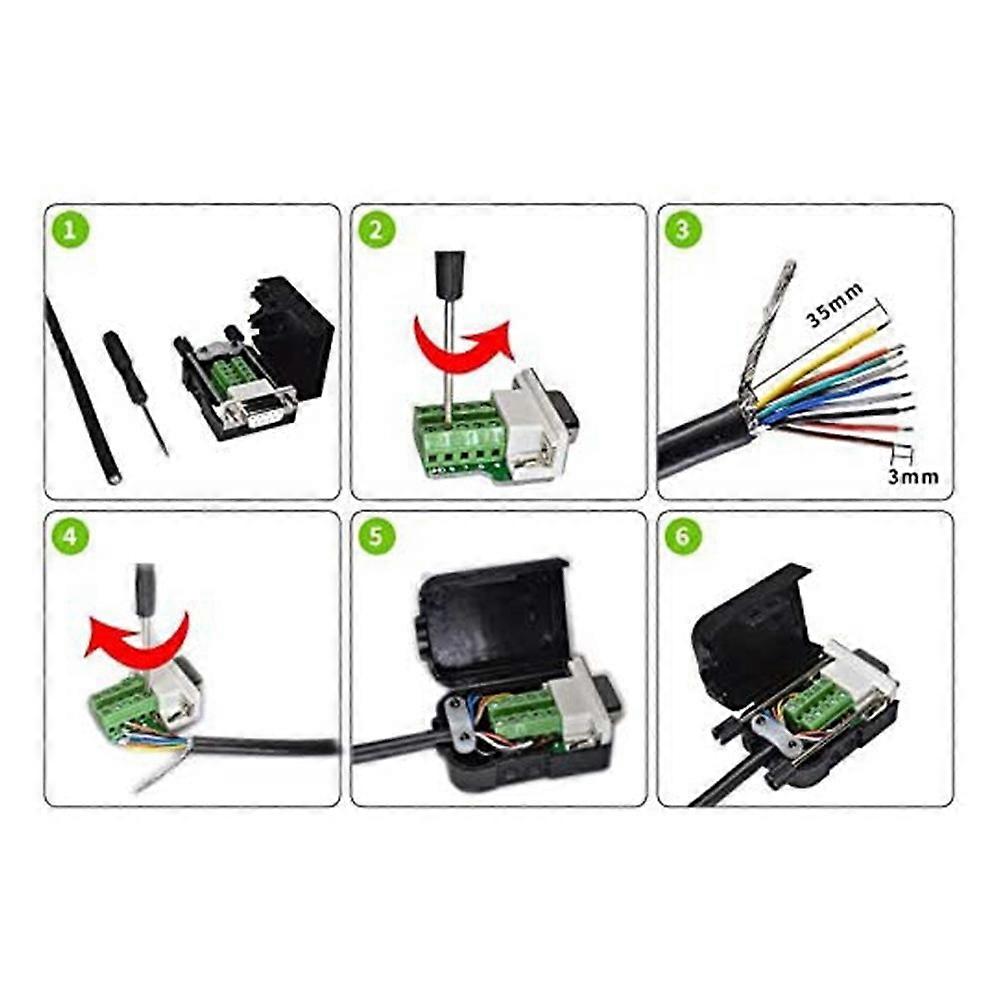Connecteur DB9 Mâle/Femelle Sans Soudure GELRHONR - Boîtier Inclus - 2 Pièces