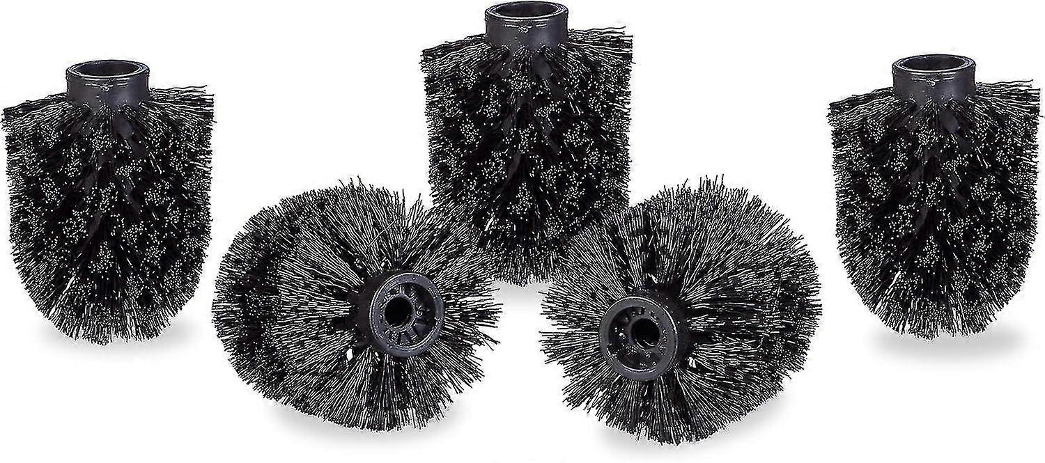 طقم رأس فرشاة تواليت من 5 قطع، فرش تواليت سائبة سلك 9.5 مم، قطر رأس فرشاة بديل 7 × 9 سم، أسود