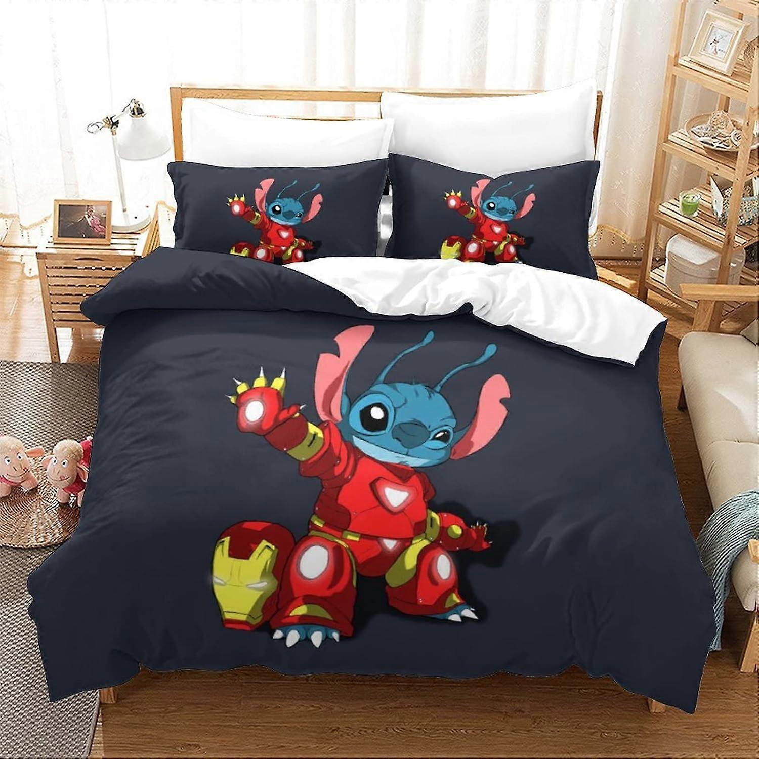 Stitch Duvet Cover D Lilo & Stitch Design Soft Microfiber Cover Breathable Duvet Cover Girls Boys Bedding Set Pieces with Zipper 135*200 CM