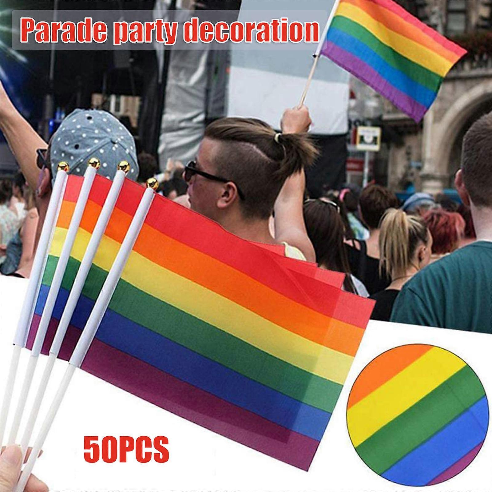 50pcs Mini Flag Hand Held Small Miniature Flags On Stick Fade Resistant Vivid and Beautiful Colors
