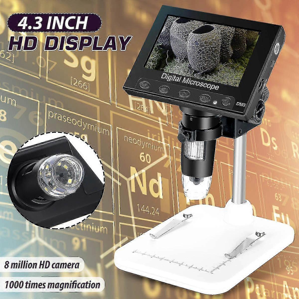 4.3" 1000x Hd Lcd Monitor Electronic Digital Video Microscope Led Magnifier Tool