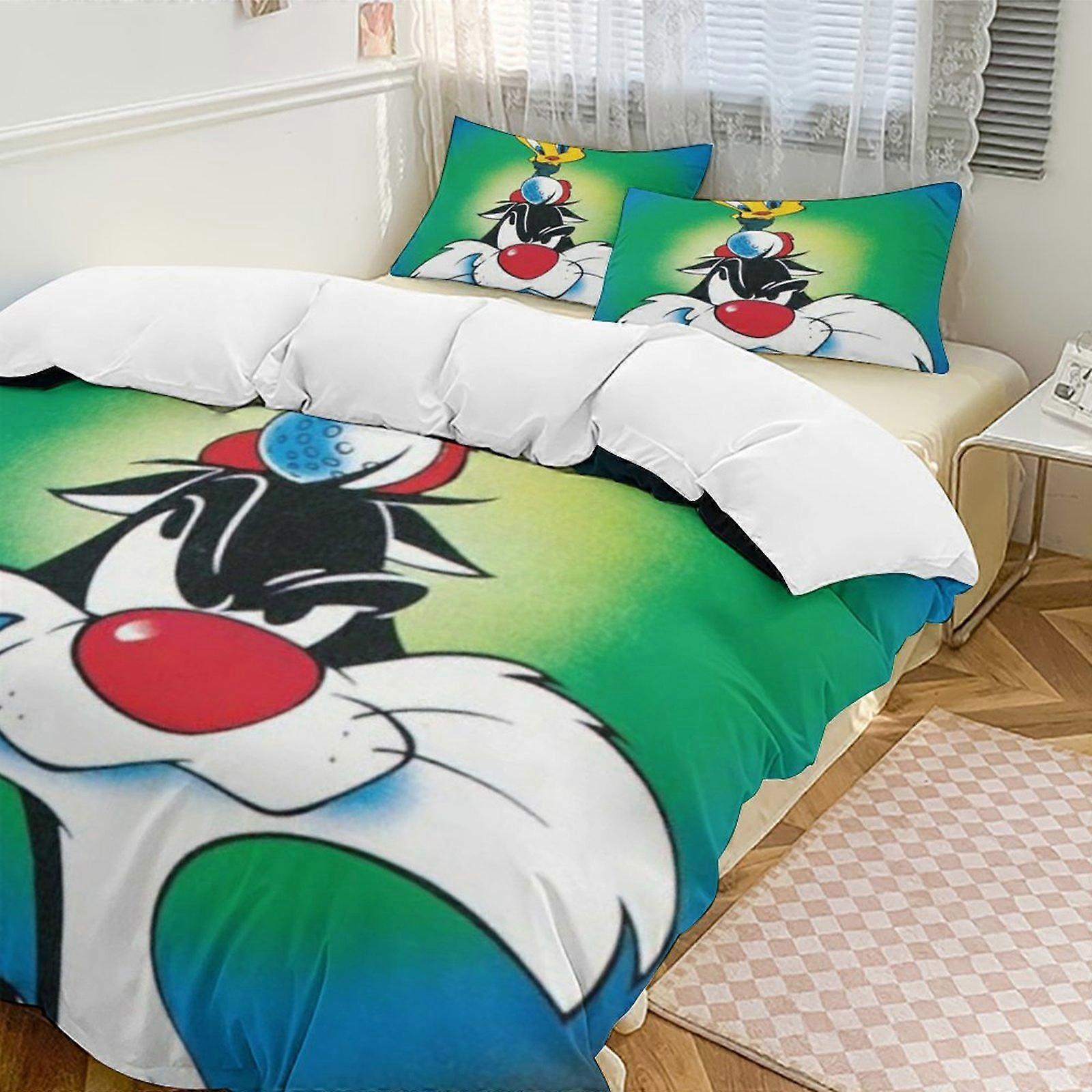c434 TweetyBird 2 Capa de Edredom de Cama Conjuntos de Cama de Microfibra Conjuntos de Edredom Leve de 3 Peças, 1 Capa de Edredom e 2 Fronhas para Crianças ee434