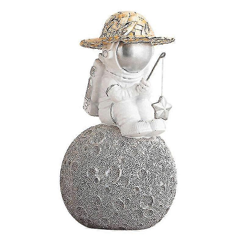 Astronaut Figurines Statue Spaceman With Straw Hat Miniature Home C