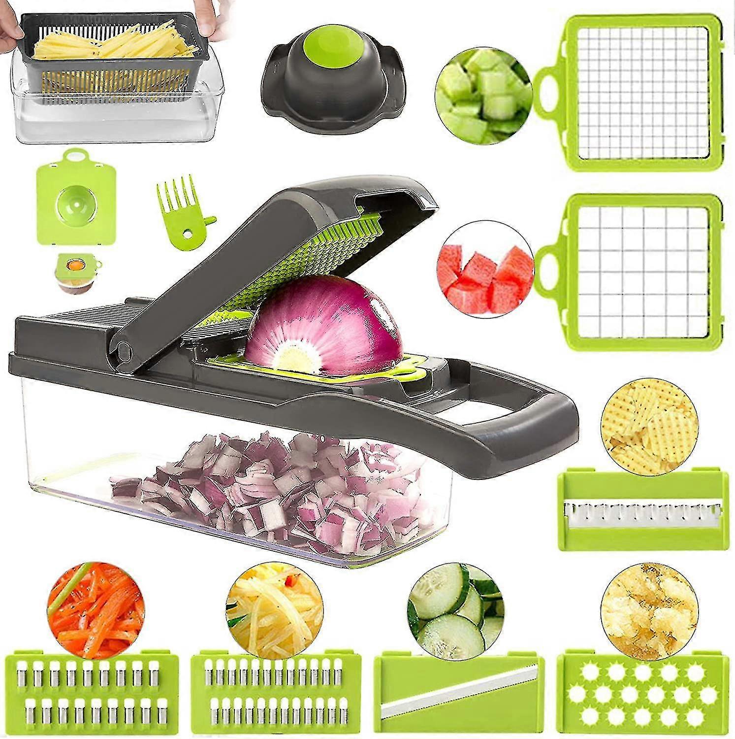 Mandolin Slicer - Newest Design Vegetable Chopper, 11 In 1 Mandoline Slicer Adjustable Vegetable Cutter