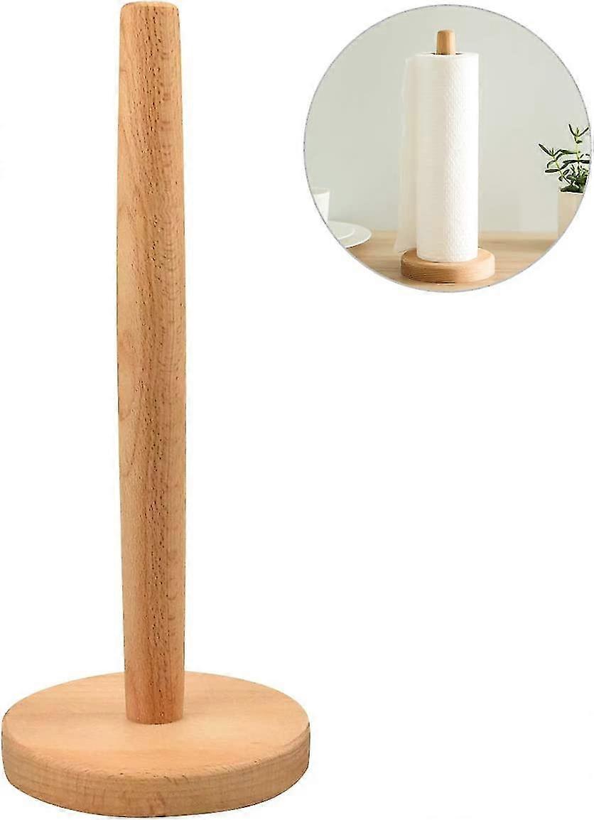 Kitchen Roll Holder, Bamboo Roll Holder With Non-slip Pads, Round Spare Roll Holder (31 X 13 Cm)