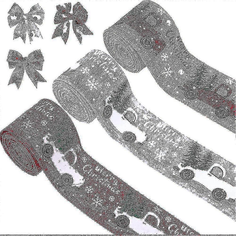 5m Christmas Diy Fabric Swirl Ribbon Burlap Ribbon With Wired Edge Gift Classic Wrapping Christmas Tree Ribbon Wreath Bows