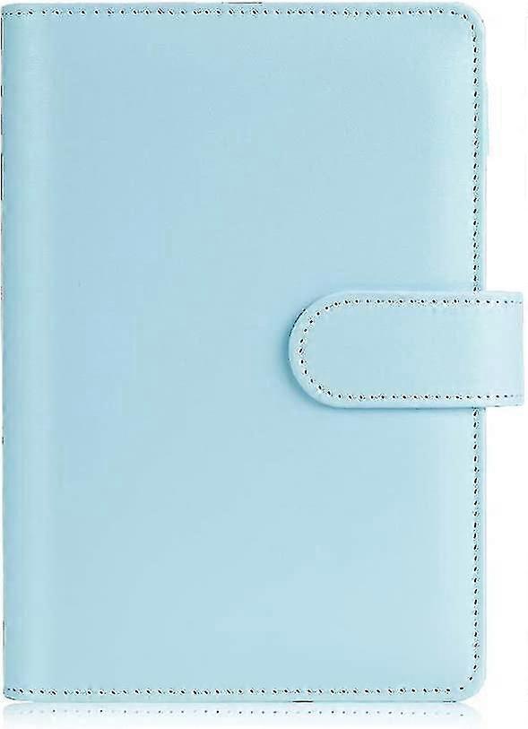 A6 Notebook Binder, 6 Ring Planner With Stylish Design, With Magnetic Buckle Closure (light Blue)
