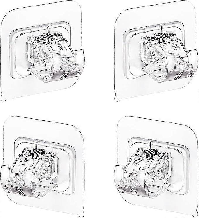 4 قطع حامل قضيب ستارة بدون حفر ، شماعات ستارة لاصقة مثبتة على الحائط منشفة رود خطافات مثبتات ستارة حامل قضيب قابل للتعديل بدون مسمار F