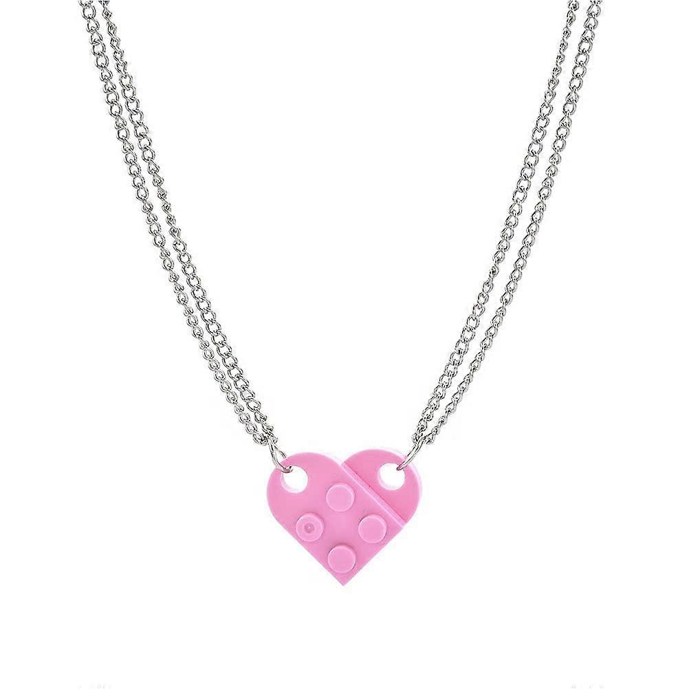 1 Paio di A Forma di Cuore Building Block Collana Mattoni Colorati Assemblato Pendente Charms Mattone Collana Gioielli Set