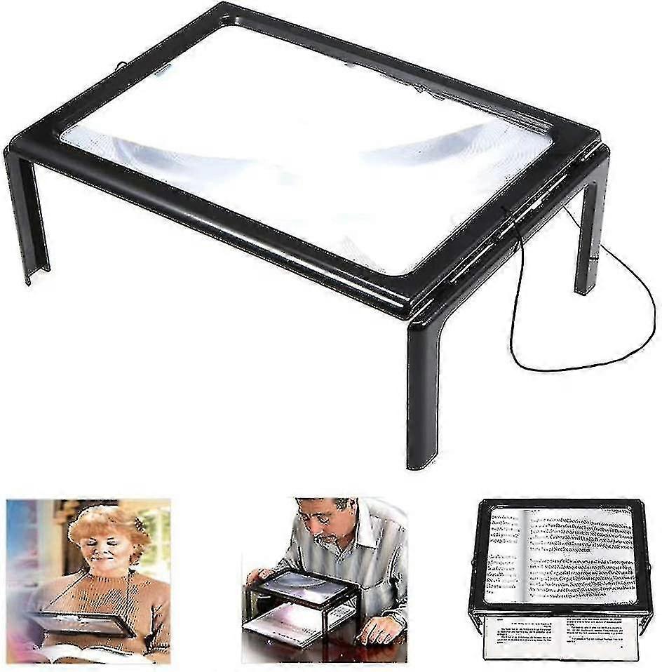 Rectangular Magnifier For Visually Impaired 3x Full Page Magnifier Magnifier With Hands-free Light