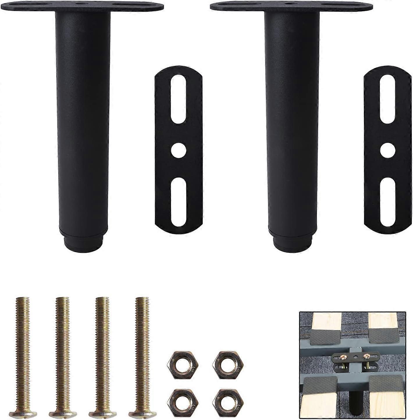 Bed base legs, Set of 2 Adjustable metal connection bed legs, Very resistant Bed leg without drilling for universal metal slats, wardrobe, sofa, 8 cm