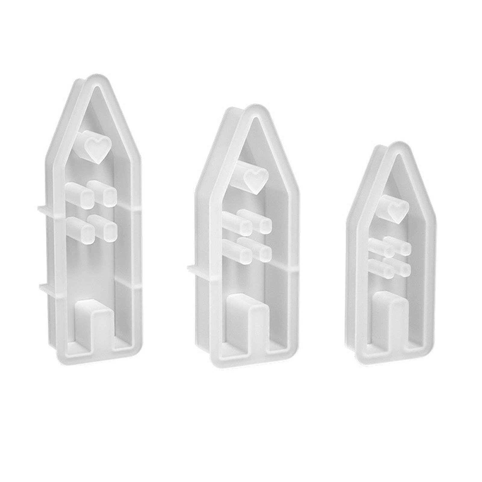 3Pcs Silicone Candle Soap Mold Set House Shaped Non-stick Easy to Clean Multi-purpose DIY Candle Making Mold