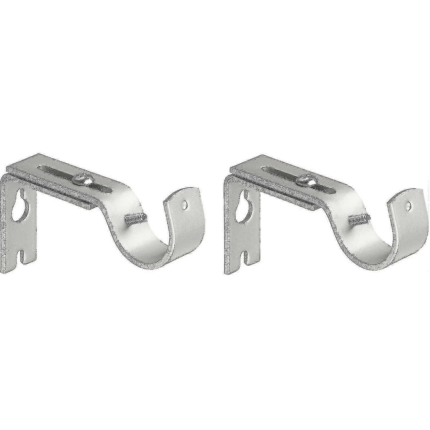 Adjustable Wall Mount Bracket Curtain Rod Bracket (silver) (2pcs)
