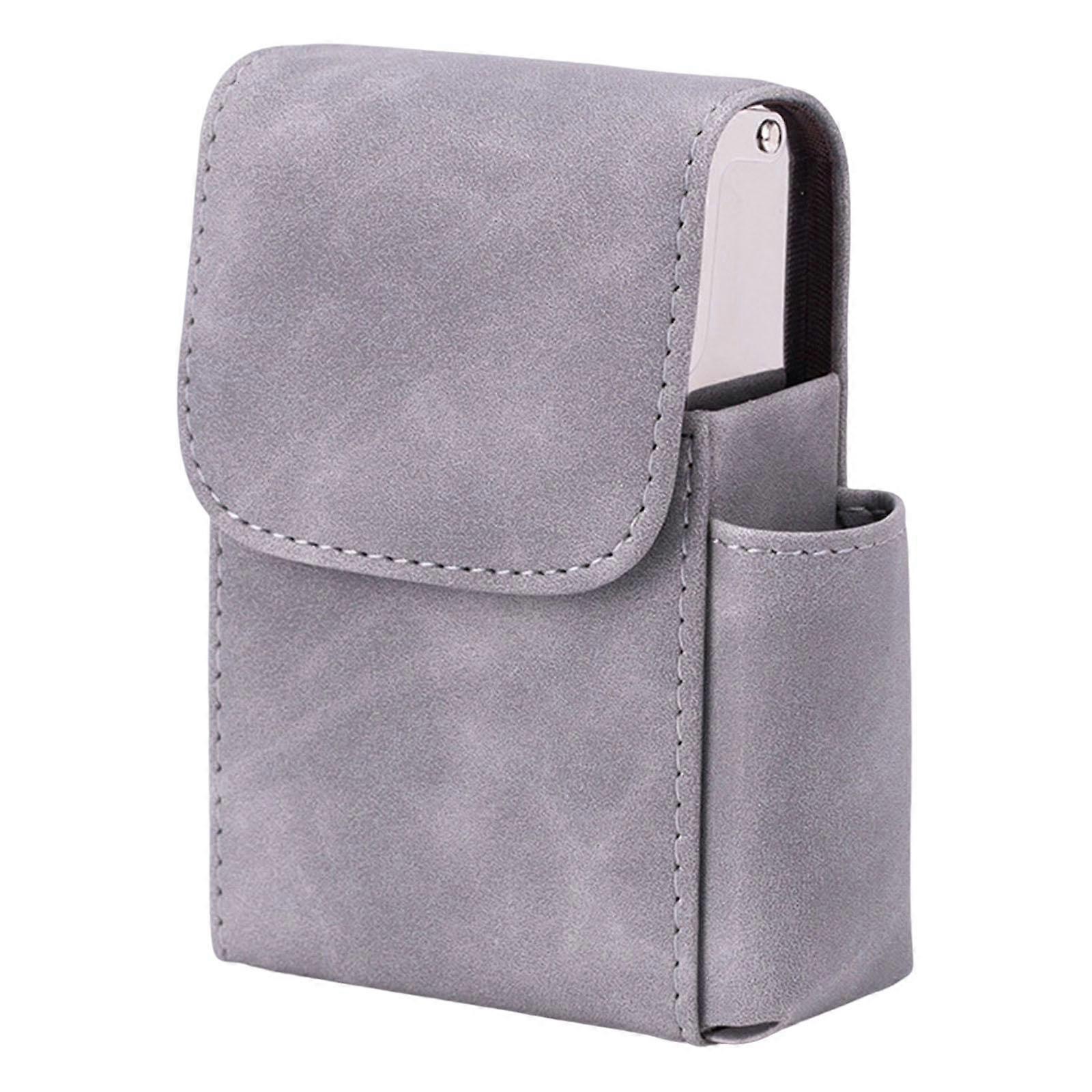 Cigarette Lighter Holder Hard Case Pouch 20 Cigarettes No Texture Grey