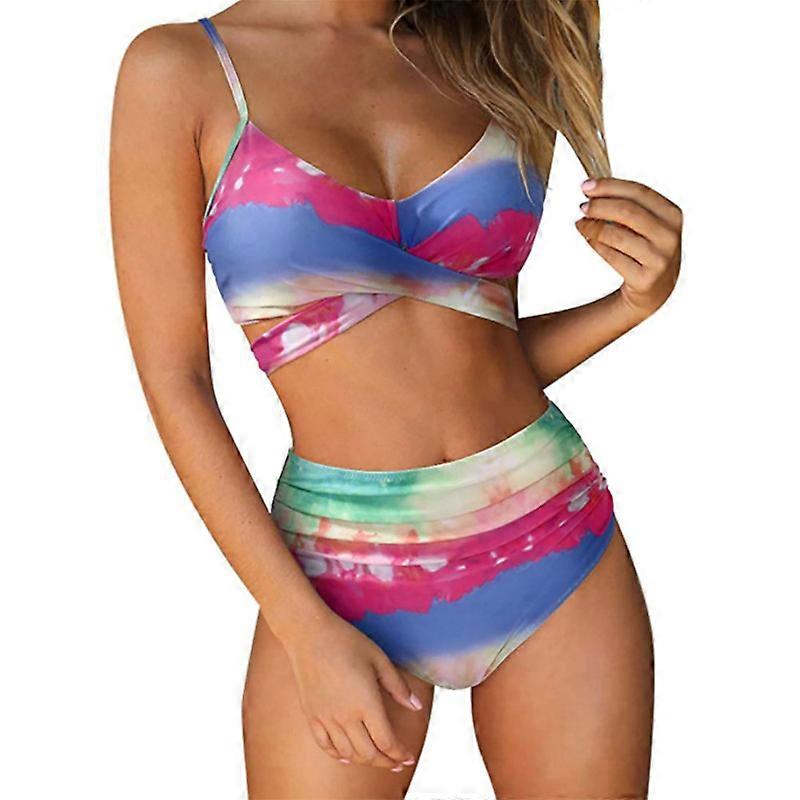 MIMIGO Women's High Waist Bikini Swimsuit Floral Print Tie Two Piece Bathing Suit