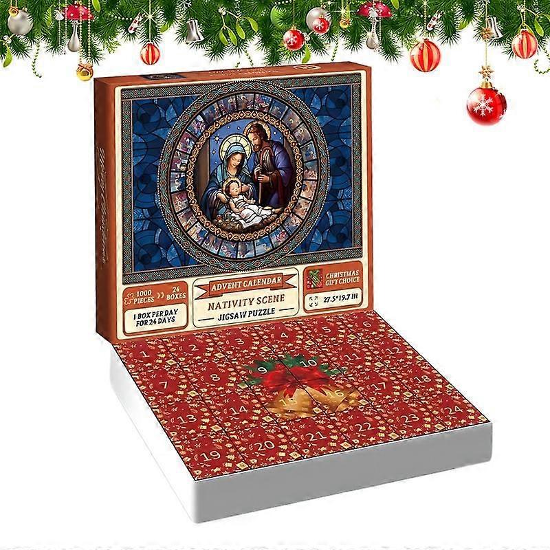 GaiBoSiتقاويم مجيء السنة الجديدة مشهد ميلاد بانوراما يسوع 24 إطار عيد الميلاد مجيء التقويم عيد الميلاد العد التنازلي التقويم اللعب
