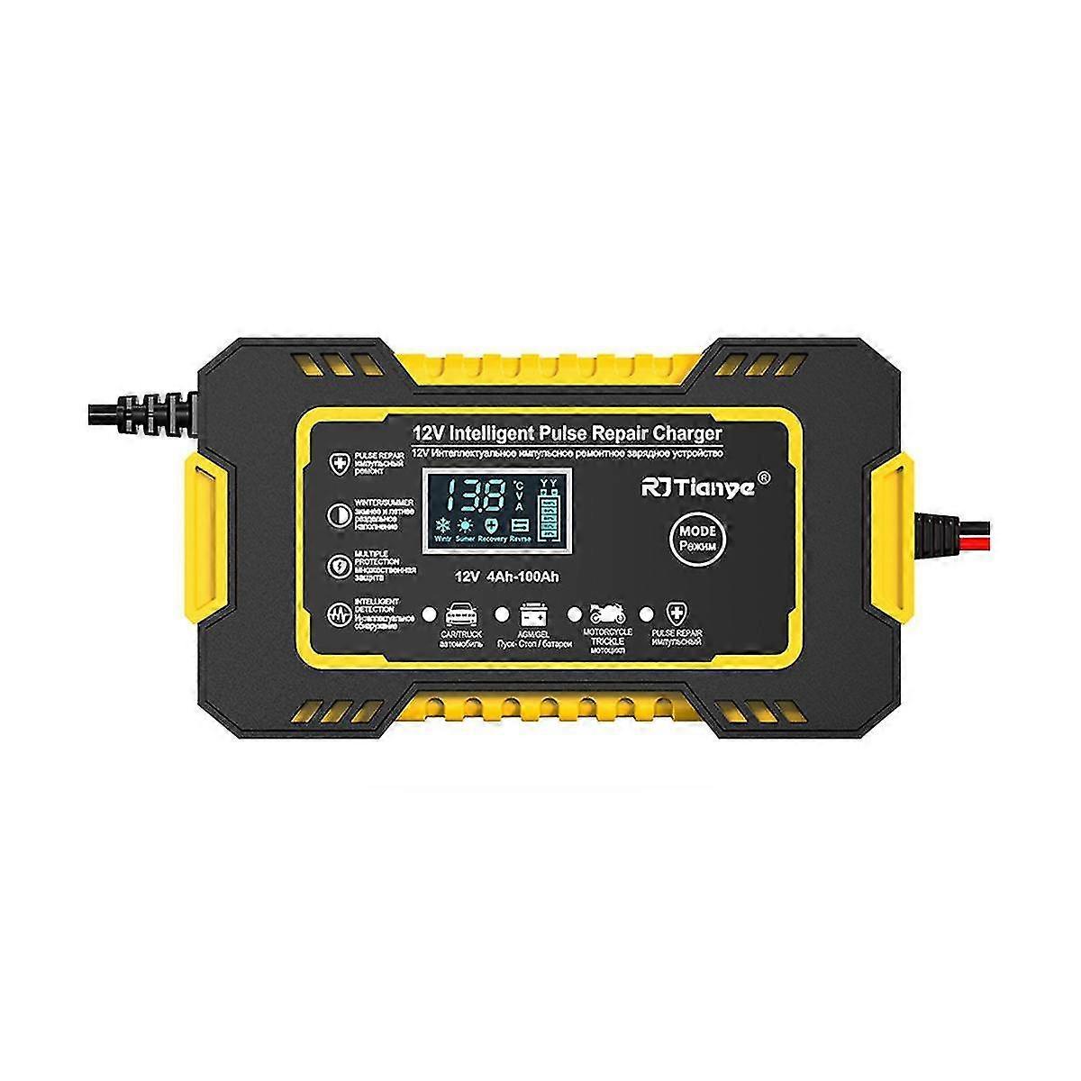 12v helautomatisk smart lader 6a høy effekt bærbar bil motorsykkel batterilader for batterilading britisk plugg