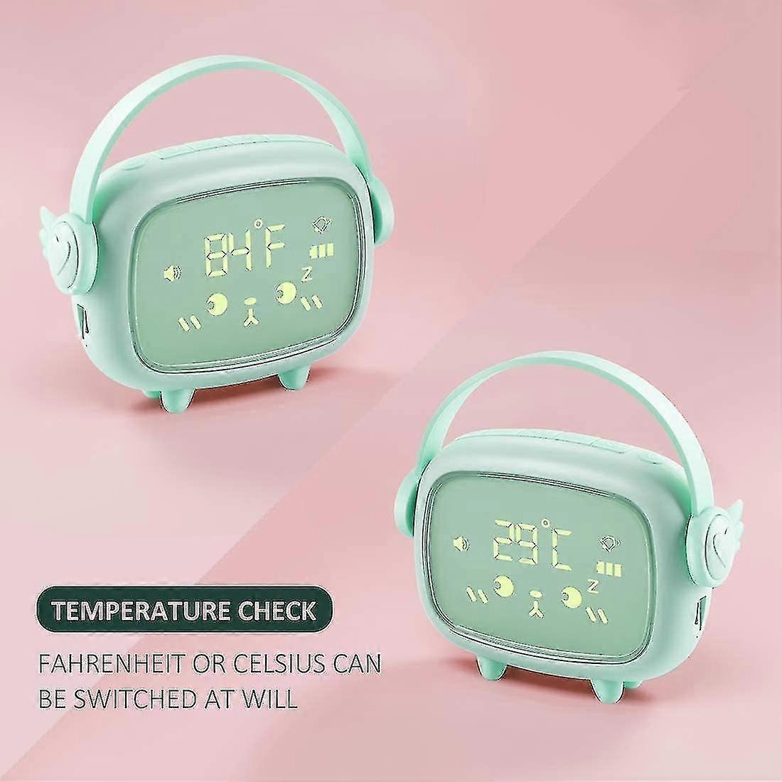 Sveglia per bambini, sveglia digitale ricaricabile con display a led, 2 sveglie, luce notturna, snooze f