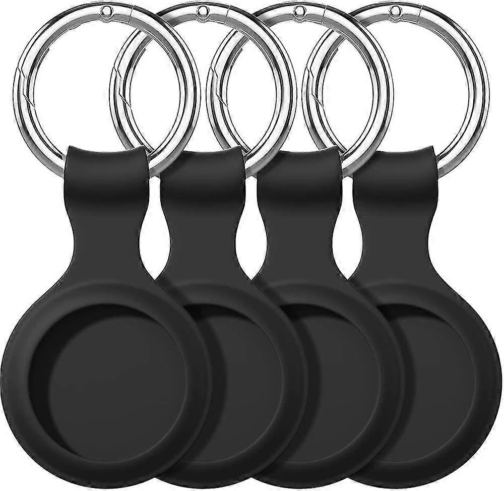New - Compatible For Airtag Case Keychain ,silicone Protective Cover Secure Holder With Key Ring-4 Pack (balck)