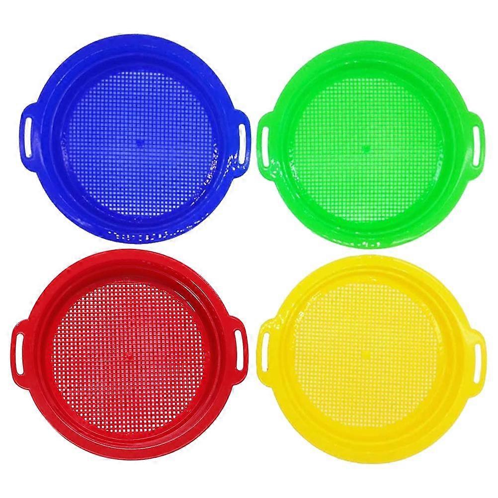 4PCSストップサンドシーブビーチシーブおもちゃ4レッドブルーイエローグリーン子供のおもちゃのセット