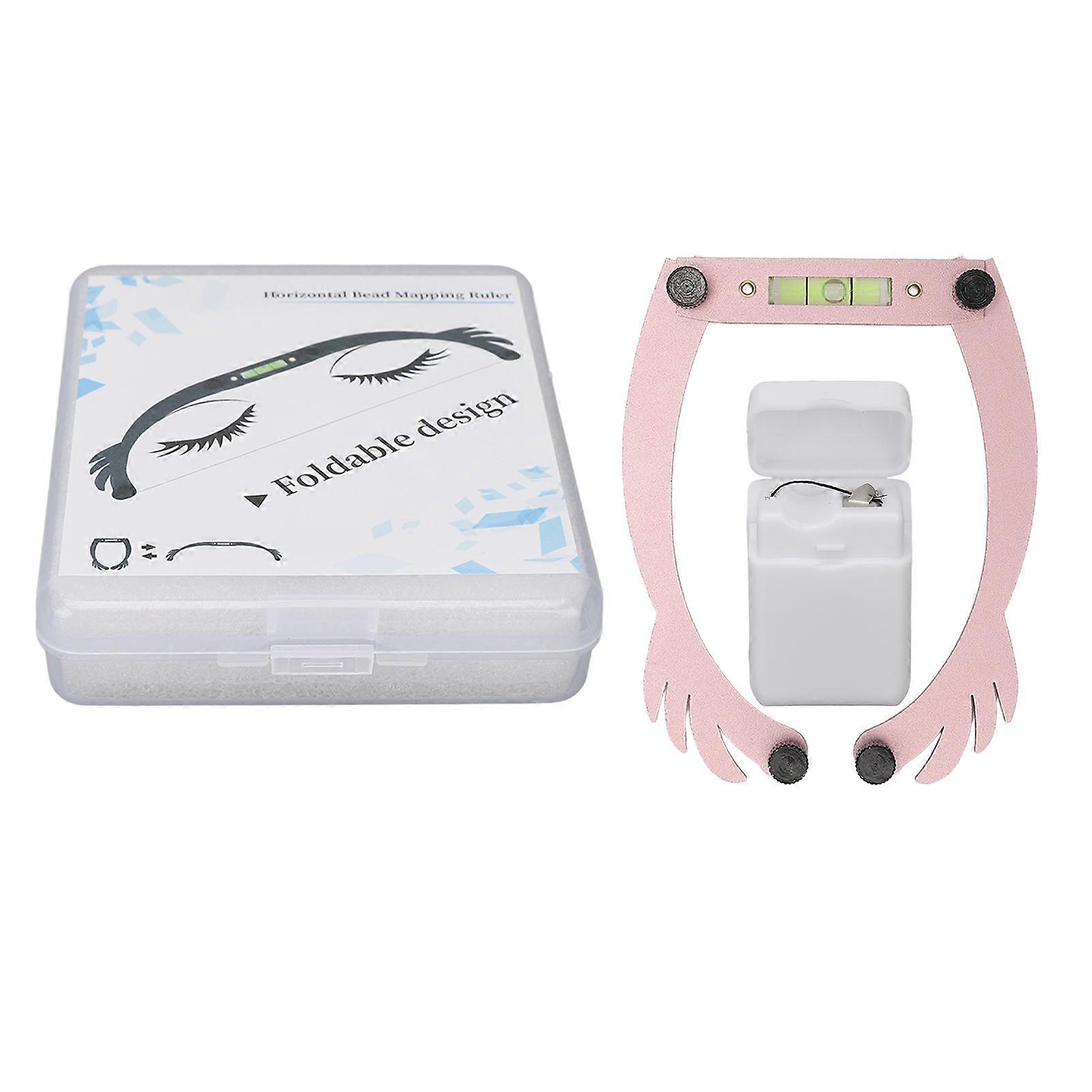 Eyebrow Bow Mapper Foldable Bow Tattoo Line Ruler Reusable Tattoo Eyebrow Ruler with Strings Pink