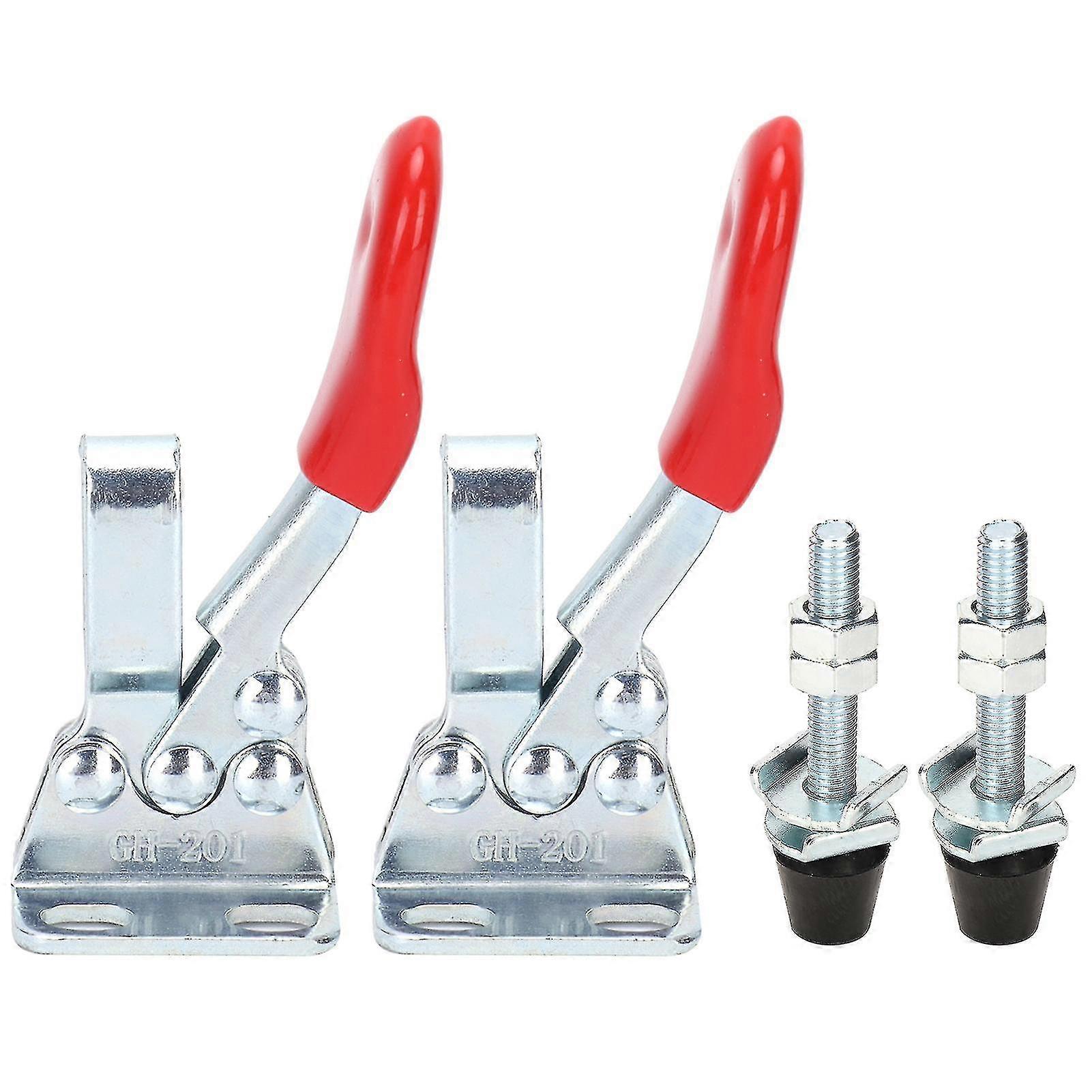 2 Set Toggle Clamp Quick Release Horizontal Clamp Anti Slip Hand Tool For Woodworking