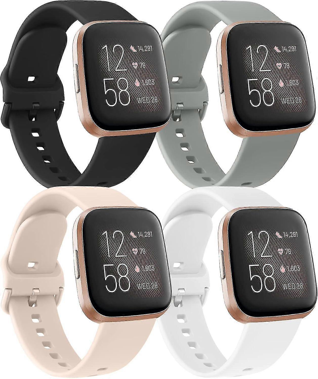 4 Pack Soft Silicone Sport Replacement Strap For Fitbit Versa 2