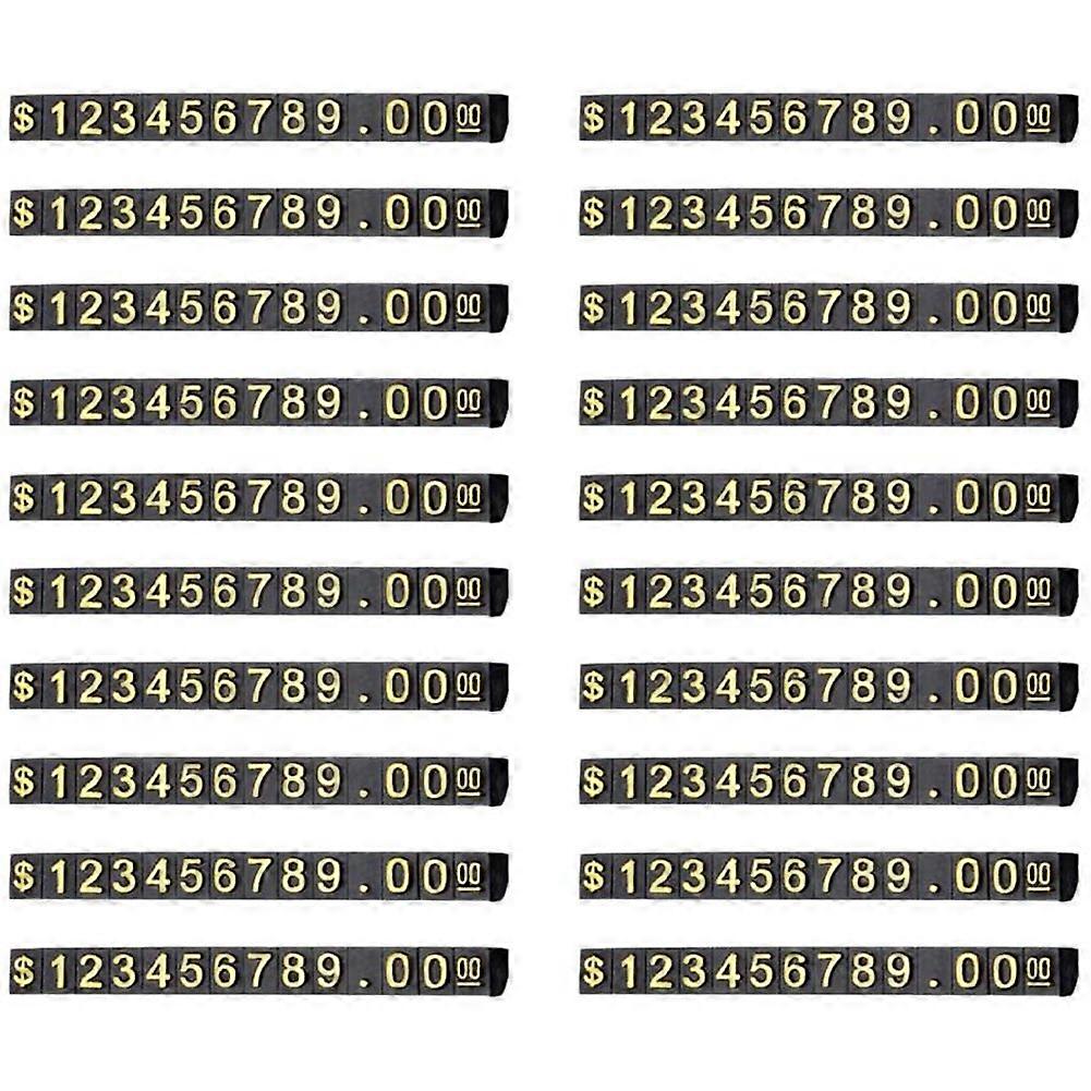 20 Sets Price Display Square Adjustable Price Tag for Price Display Counter Stand Number Letter Dollar Price Block Kit M