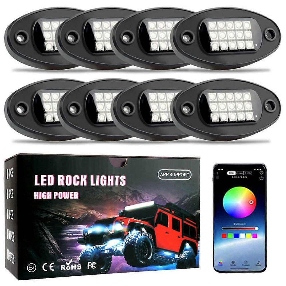 RGB LED Rock Lights for UTV SUV ATV RZR Truck Car Underglow Lights Music Sync Atmosphere Lamps APP Control for IOS Android Phone