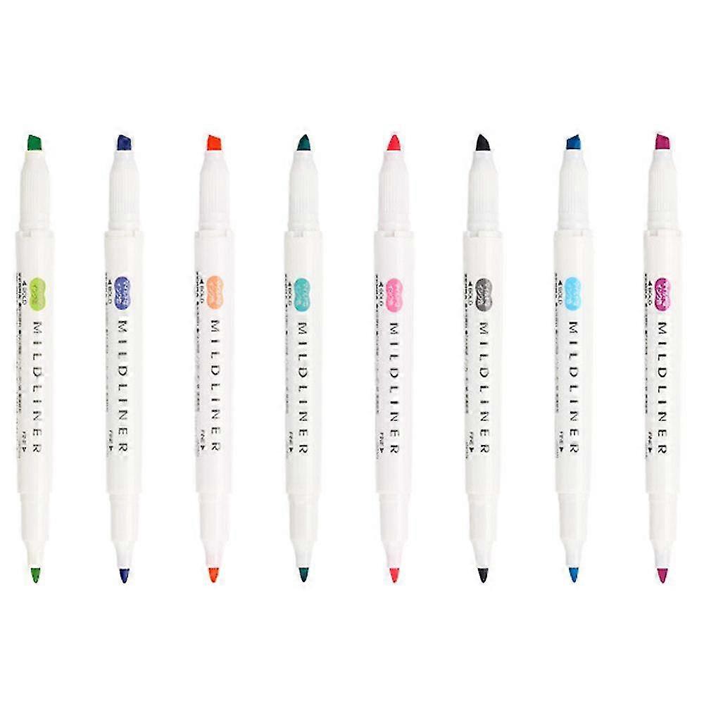 Double Ended Highlighter Set, Broad And Fine Point Tips, Assorted Ink Planner Colors, 8-pack