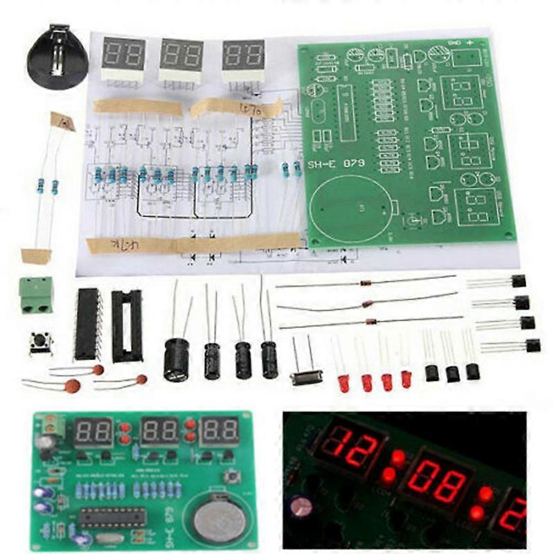 AT89C2051 6 Digital LED Display Electronic Clock DIY Kit Receiver for Flux