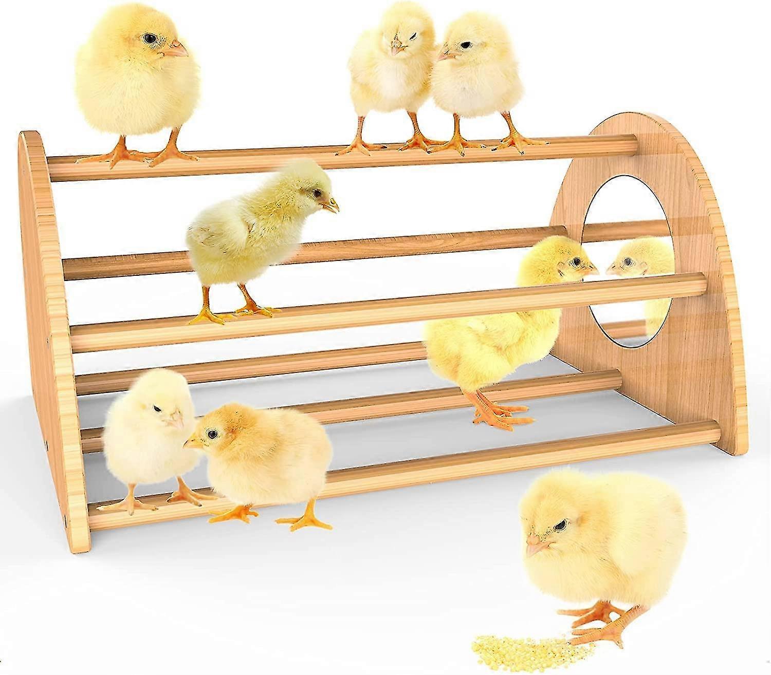Bamboo Chicken Perch With Mirror, Strong Roosting Bar For Coop And Brooder, Training Perch For Large Bird, Hens, Parrots, Macaw, Easy To Assemble And