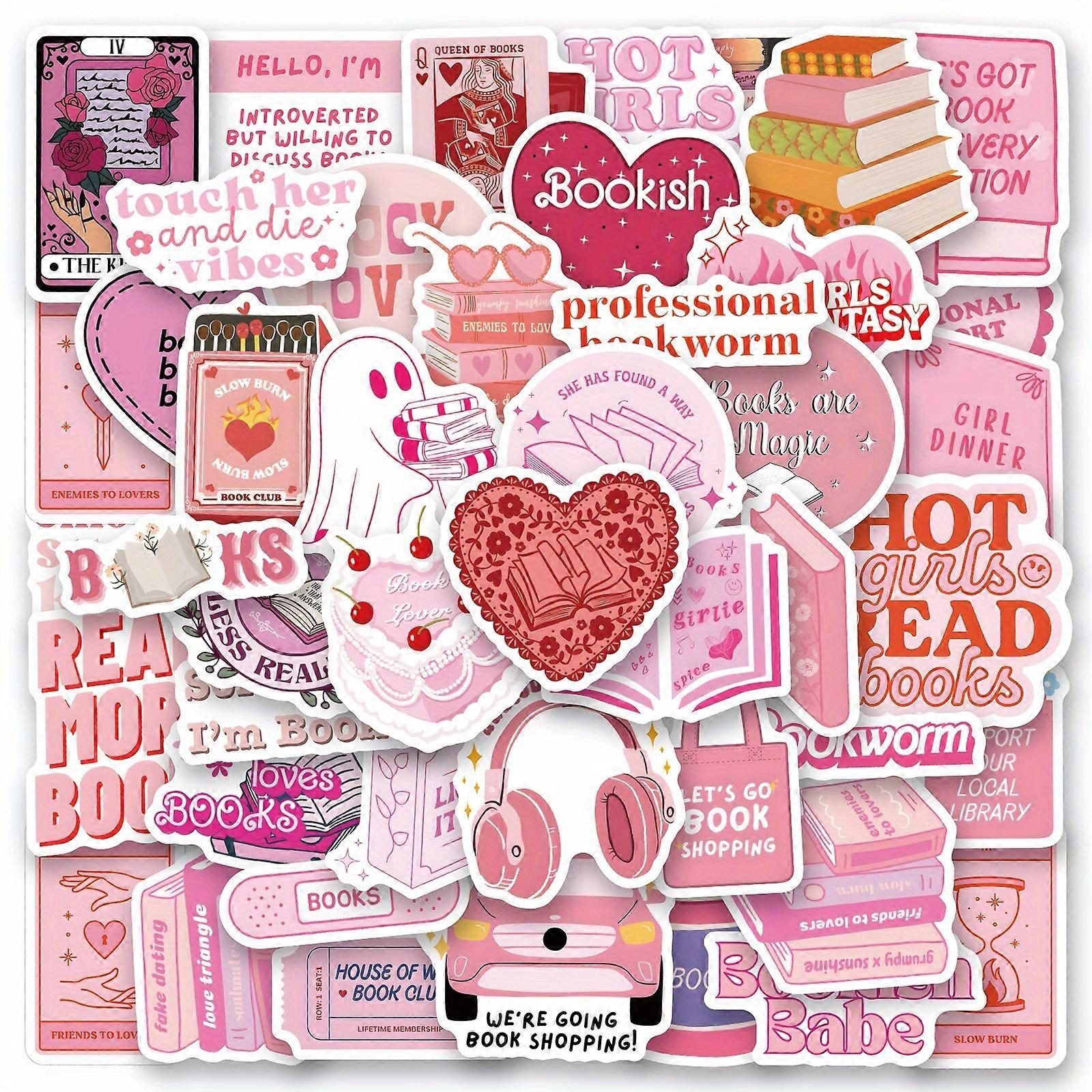 64pcs Studious Sbookish Stickers Stickers Vinyl Waterproof Stickers Scrapbook, Journaling,Laptop,Bumper,Skateboard,Water Bottles,Computer,Phone,Cartoo