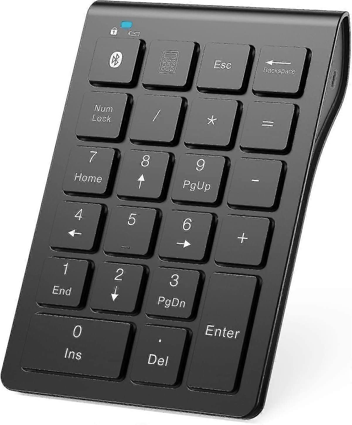 Bluetooth Number Pad, Rechargeable Wireless Numeric Keypad, 22 Keys Portable Slim Numpad Financial Accounting Bluetooth (1pc)